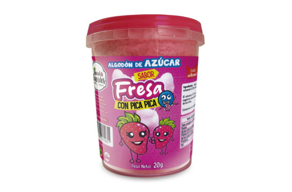 ALGODON DE AZUCAR FRESA CON PICA 20 GR 1 UNIDAD. MD