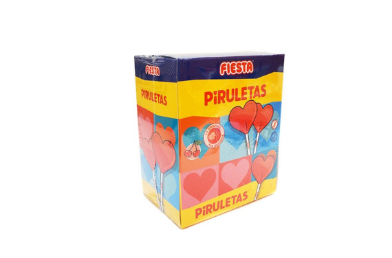 PIRULETA CORAZON CEREZA. CJ. 20 UN. FIESTA