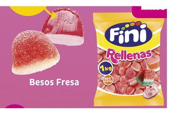 RELLENAS BESOS FRESA 1 KG . FINI