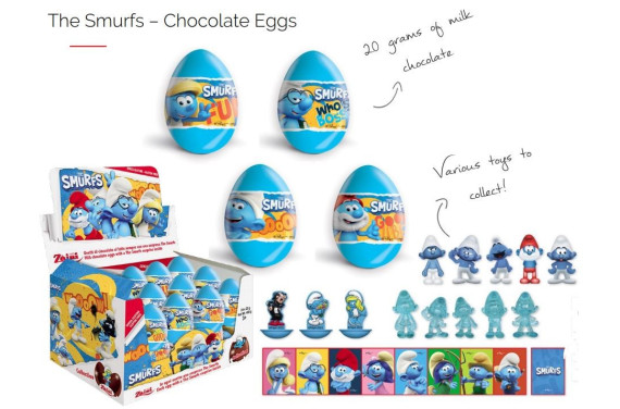 HUEVOS CHOCO PITUFOS 24U. BIP CANDY & TOYS