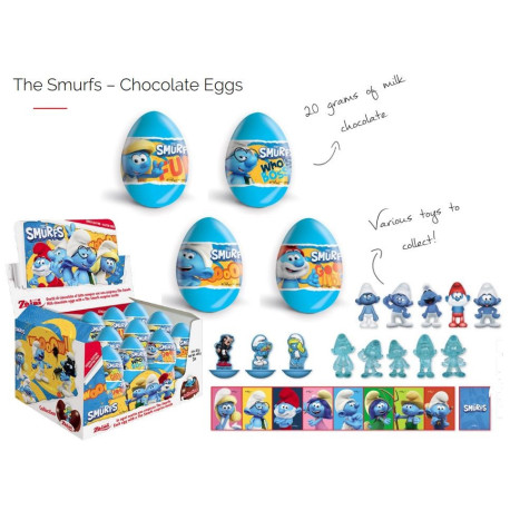 HUEVOS CHOCO PITUFOS 24U. BIP CANDY & TOYS