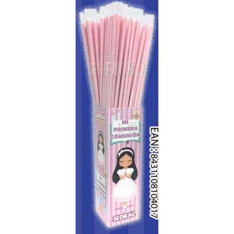 CAÑAS COMUNION ROSA NIÑA 80 UNIDADES SIDRAL