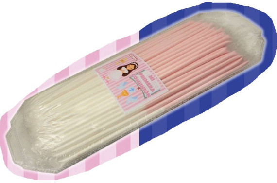 CAÑAS COMUNION ROSA/BLANCO + BANDEJA 100 UNIDADES SIDRAL