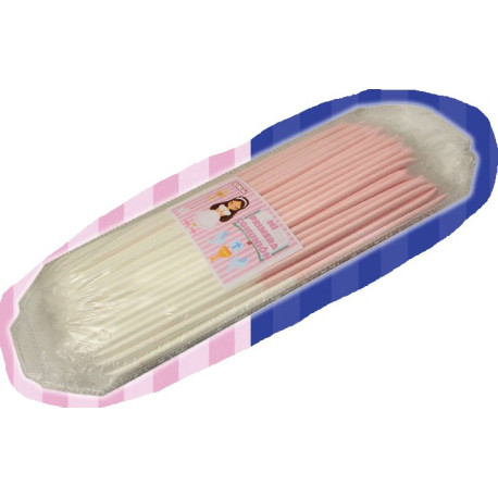CAÑAS COMUNION ROSA/BLANCO + BANDEJA 100 UNIDADES SIDRAL