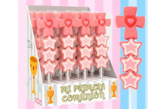 PINCHOS CRUZ Y ESTRELLITAS ROSAS 16 U X 45 G SIDRAL