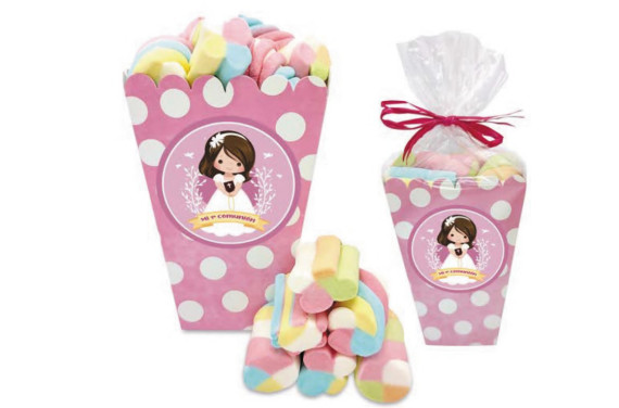 CUBO COMUNION NIÑA ROSA 100 G 1 UNIDAD