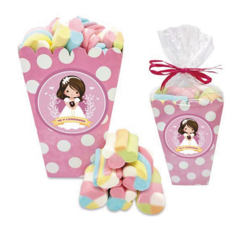 CUBO COMUNION NIÑA ROSA 100 G 1 UNIDAD