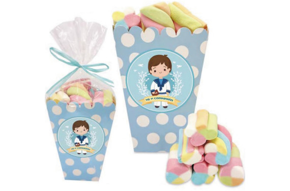 CUBO COMUNION NIÑO AZUL 100 G 1 UNIDAD